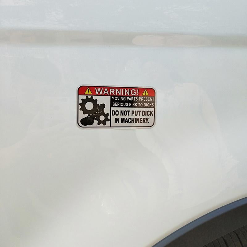 10.4CM*5.5CM Funny Warning In Machinery Car Sticker   Decal 12-1172