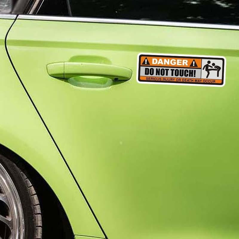 2X 12.5CM*3.9CM DANGER DO NOT TOUCH Car Sticker Funny SERIOUS INJURY OR DEATH MAY OCCUR Decal  12-0915