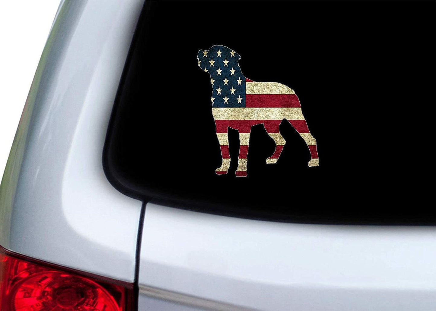 USA Flag Dog Sticker Bumper Car Decal Gift Patriotic American Worn United States (4x5 Inch)