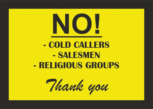 No Cold Callers Salesmen Sticker Vinyl Car Taxi Door Cafe Self Adhesive