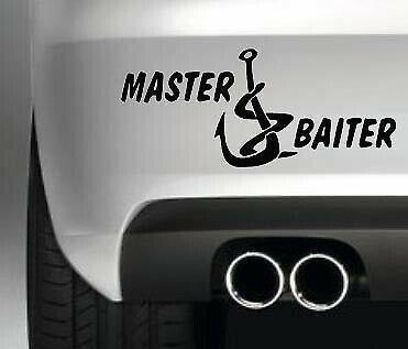 MASTER BAITER Funny Vinyl Sticker Decal for Car Truck Window Bumper Black