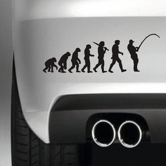FISHERMAN EVOLUTION Funny Vinyl Sticker Decal for Car Truck Window Bumper Black