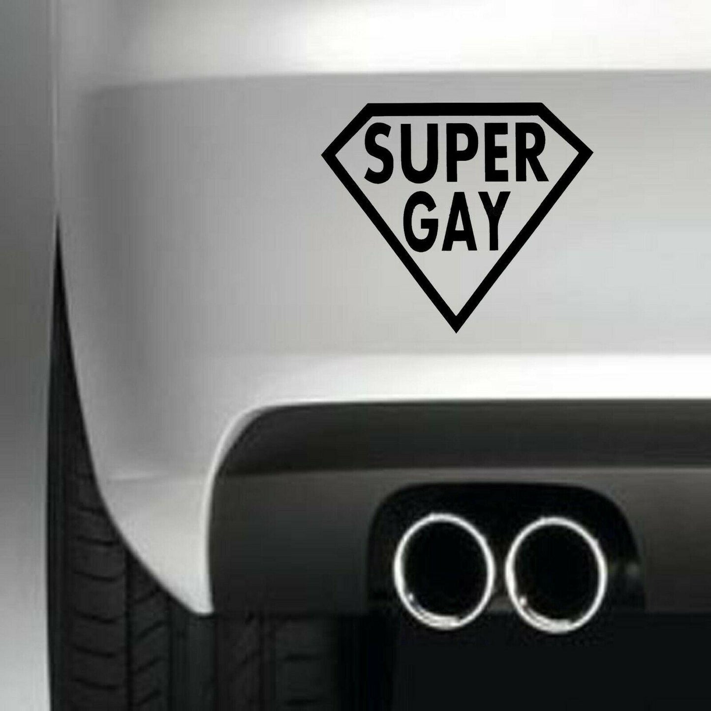 SUPER GAY Funny Vinyl Sticker Decal for Car Truck Window Bumper Black
