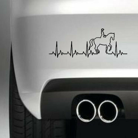 Horse Heartbeat Funny Vinyl Sticker Decal for Car Truck Window Bumper Black