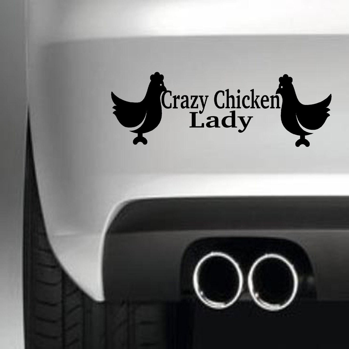 CRAZY CHICKEN LADY Funny Vinyl Sticker Decal for Car Truck Window Bumper Black