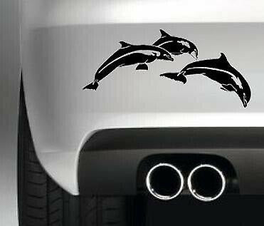 CUTE DOLPHINS Funny Vinyl Sticker Decal for Car Truck Window Bumper Black