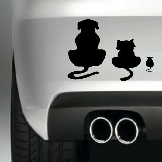Dog Cat Mouse Pet Animal Funny Vinyl Sticker Decal for Car Truck Window Bumper Black