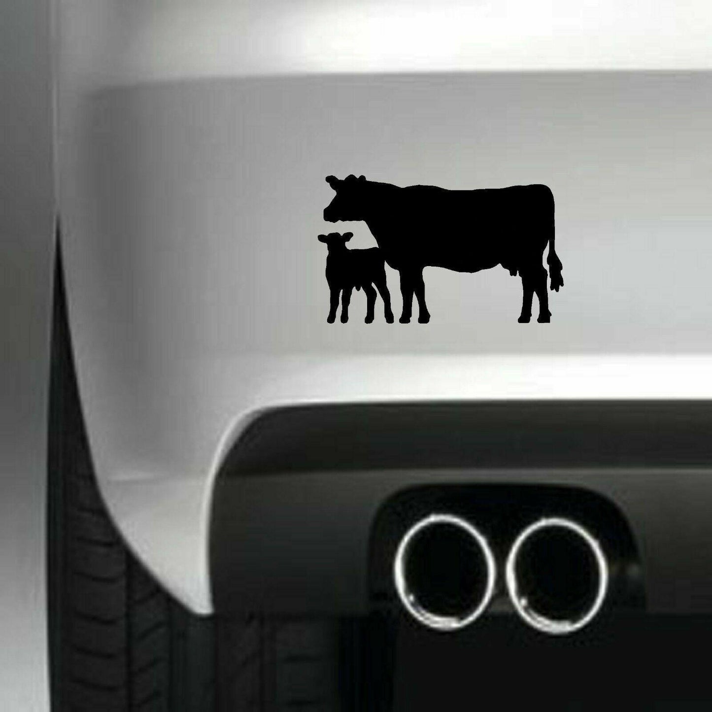 COW & CALF Funny Vinyl Sticker Decal for Car Truck Window Bumper Black