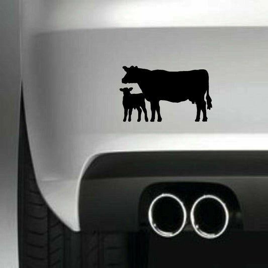COW & CALF Funny Vinyl Sticker Decal for Car Truck Window Bumper Black