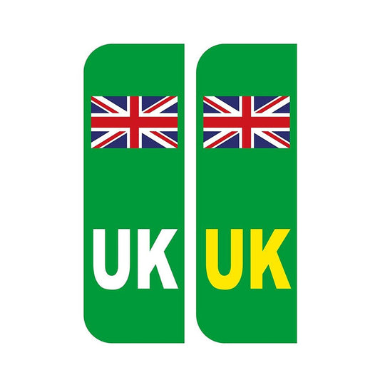 Pack of 2 UK Green Car Stickers UK Flag Reg Funny Vinyl Sticker Decal for Car Truck Window Bumper