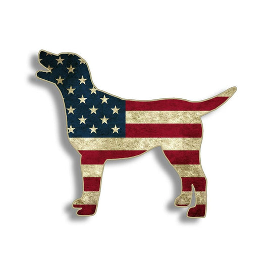 American Rustic USA Flag Labrador Lab Dog Vinyl Sticker Decal for Car Truck Window Bumper