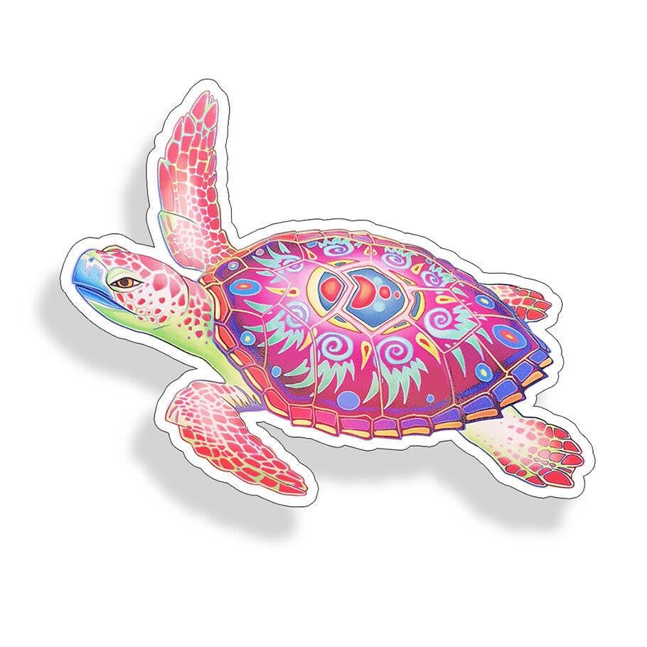 Tribal Turtle Sticker Pink Purple Beach Funny Vinyl Sticker Decal for Car Truck Window Bumper