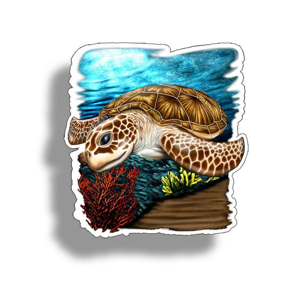 Sea Turtle Ocean Life Cooler Funny Vinyl Sticker Decal for Car Truck Window Bumper