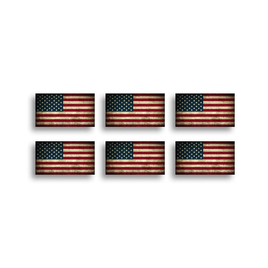 6 MINI USA Rustic Flag Vinyl Sticker Decal for Car Truck Window Bumper