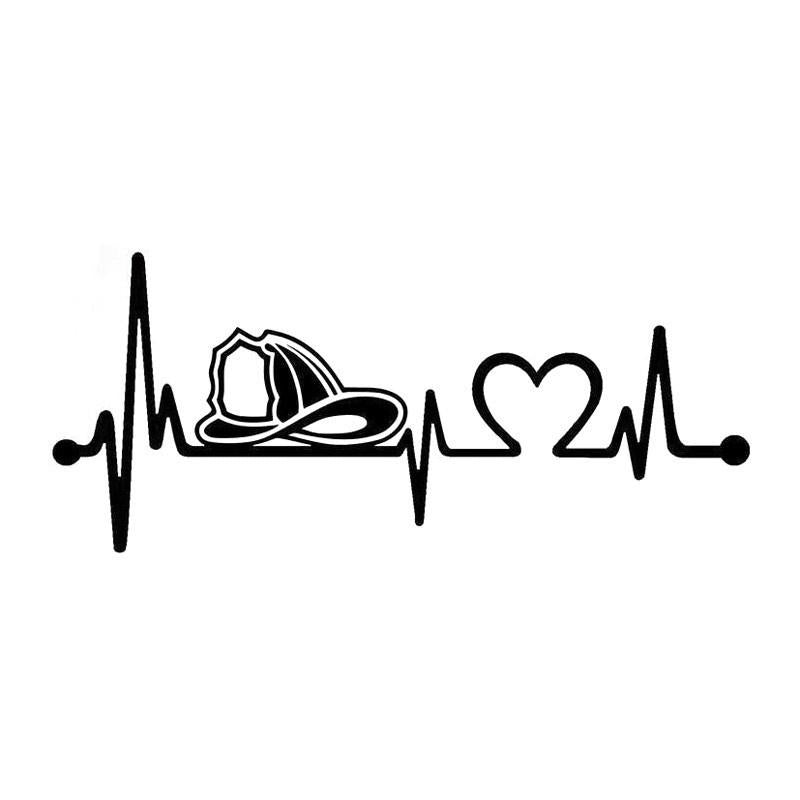 Car Sticker Vinyl 20.3cm*8.9cm Firefighter Fireman Helmet Heartbeat Lifeline Sticker On Car Funny Stickers 3D Decals Car Styling