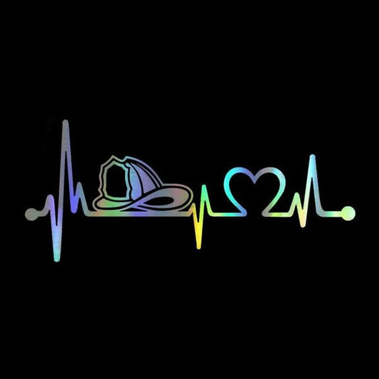 Car Sticker Vinyl 20.3cm*8.9cm Firefighter Fireman Helmet Heartbeat Lifeline Sticker On Car Funny Stickers 3D Decals Car Styling