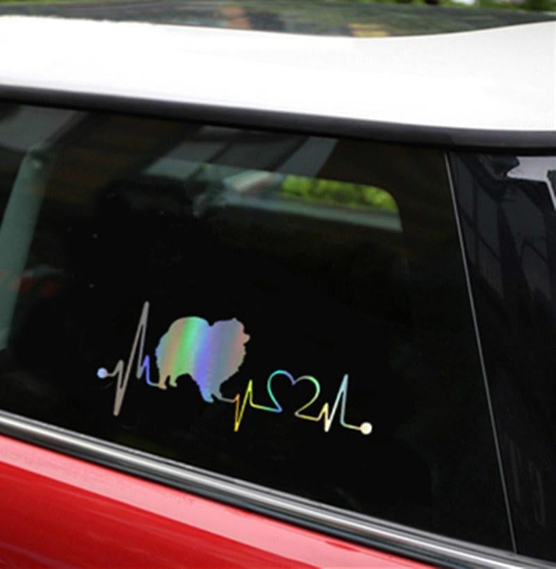 Car Sticker 3D 17.8*7.6CM Pomeranian Dog Heartbeat Lifeline Decal Sticker On Car Funny Stickers and Decals Vinyl Car Styling