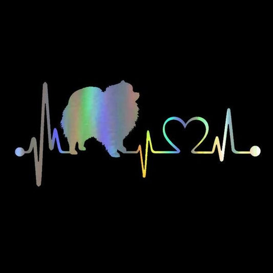 Car Sticker 3D 17.8*7.6CM Pomeranian Dog Heartbeat Lifeline Decal Sticker On Car Funny Stickers and Decals Vinyl Car Styling