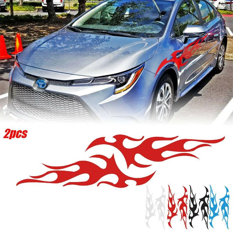 2x Universal Flame Auto Car Body Graphic Decal Large Flaming Sticker Decor