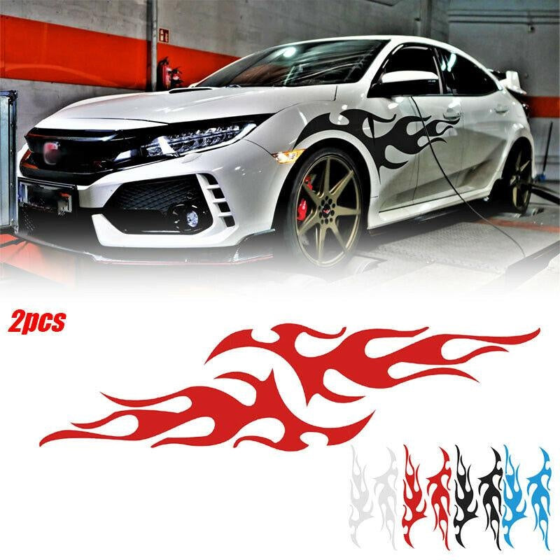 2x Universal Flame Auto Car Body Graphic Decal Large Flaming Sticker Decor