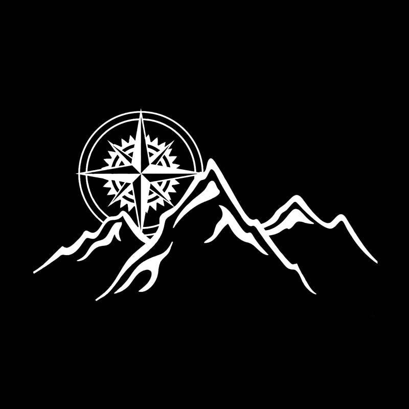 15.8CM*8.8CM Compass Mountains Car Sticker Personality Vinyl Decal Black Silver C10-01150