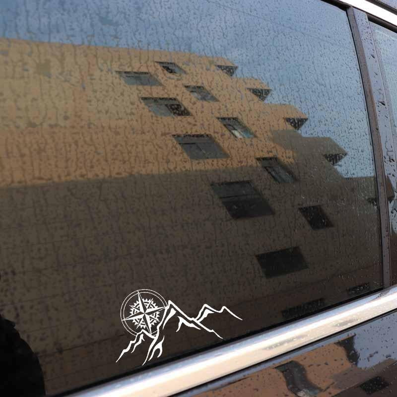 15.8CM*8.8CM Compass Mountains Car Sticker Personality Vinyl Decal Black Silver C10-01150