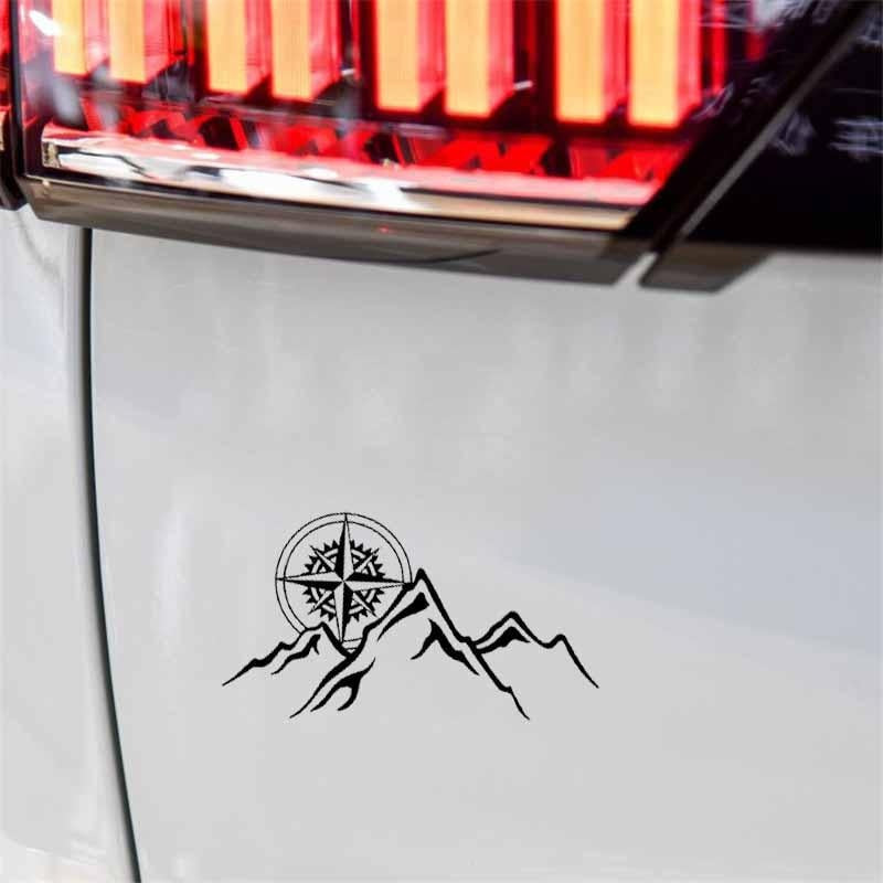 15.8CM*8.8CM Compass Mountains Car Sticker Personality Vinyl Decal Black Silver C10-01150