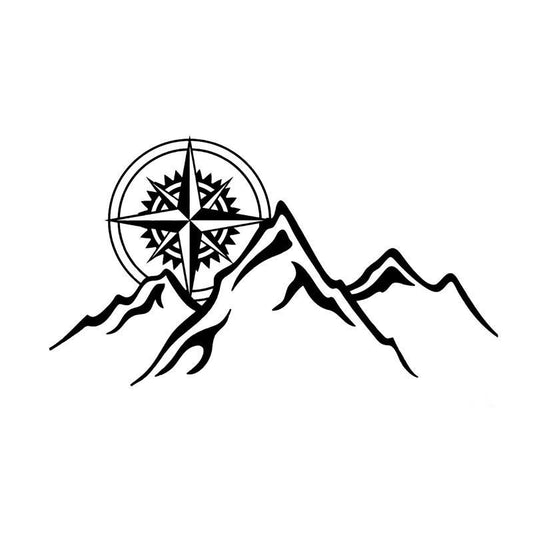 15.8CM*8.8CM Compass Mountains Car Sticker Personality Vinyl Decal Black Silver C10-01150