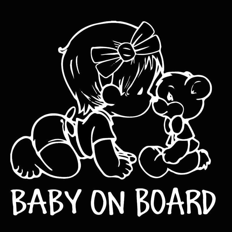 22.9*21.7CM BABY ON BOARD Lovely Bear Car Styling Decals Cartoon Vinyl Car Sticker Black/Silver C9-2326