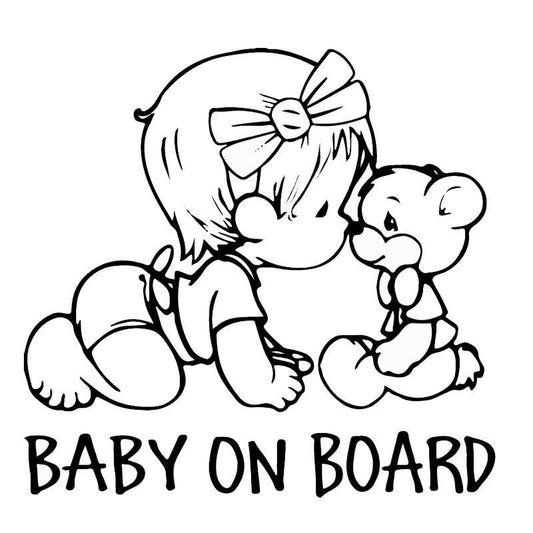 22.9*21.7CM BABY ON BOARD Lovely Bear Car Styling Decals Cartoon Vinyl Car Sticker Black/Silver C9-2326