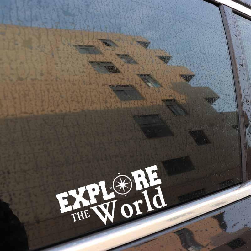 15.6CM*6.8CM EXPLORE THE WORLD Compass Travel Decor Car Stickers Vinyl Decal Black Silver C10-01153