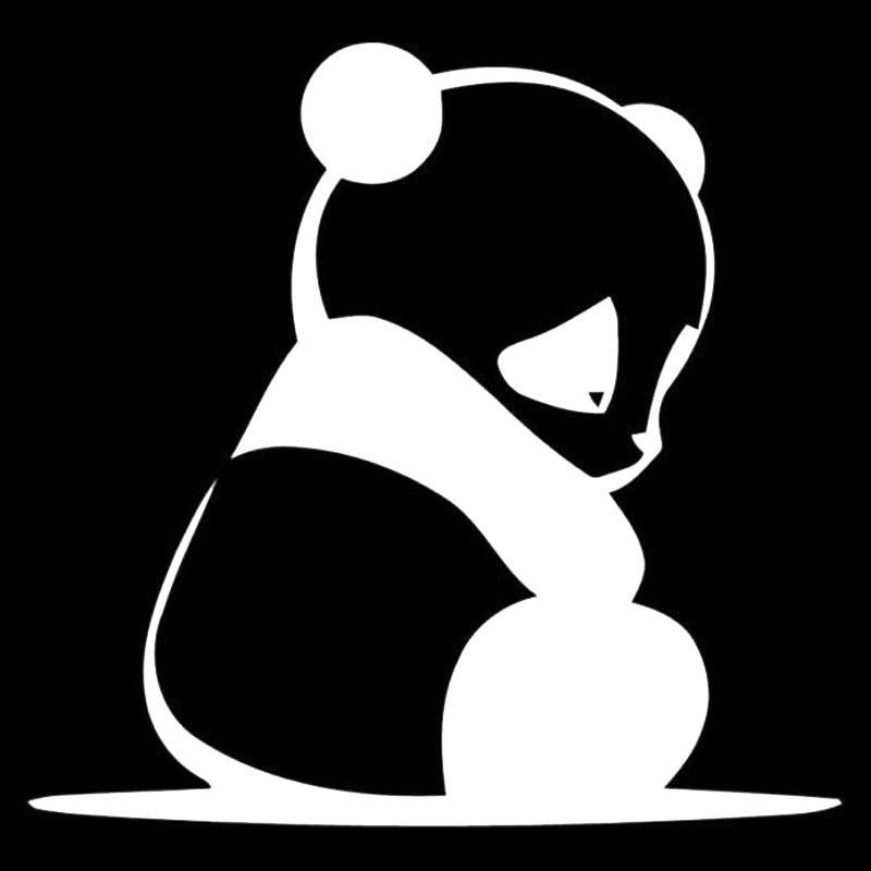 15.2*14.7CM Upset Sad Cute Little Panda Car Sticker Vinyl Car Body Decal Car Styling Accessories Black/Silver C9-1483