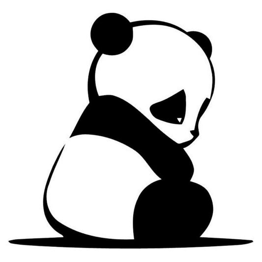 15.2*14.7CM Upset Sad Cute Little Panda Car Sticker Vinyl Car Body Decal Car Styling Accessories Black/Silver C9-1483