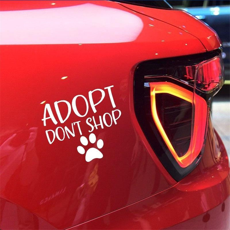 14.7CM*12.7CM ADOPT DON'T SHOP Rescue Dog  Pet Love Paw Print Puppy Vinyl Car Decal Stiker Black/Silver C10-00404