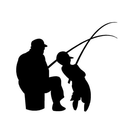 14.2cm*16cm MAN AND BOY FISHING Fun Vinyl High-quality Decor Decals Car Sticker Black Silver C11-0182