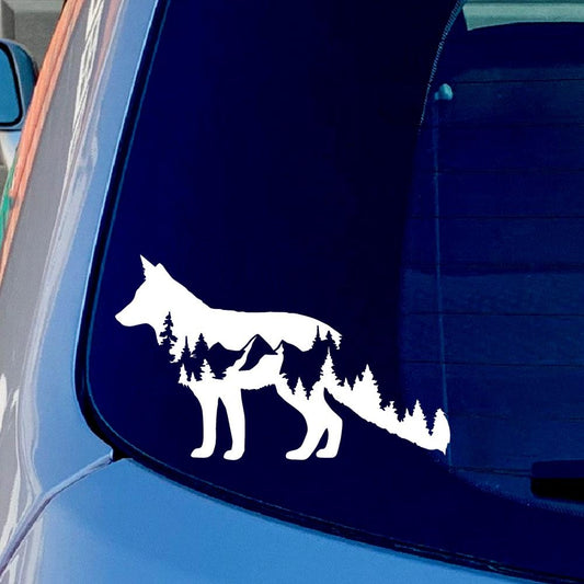 Outdoor mountain fox Die Cut Funny Vinyl Sticker Decal for Car Truck Window Bumper White