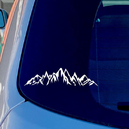 2X Mountain Ridge Scene Flag Diecut Vinyl Sticker Decal for Car Truck Window Bumper White