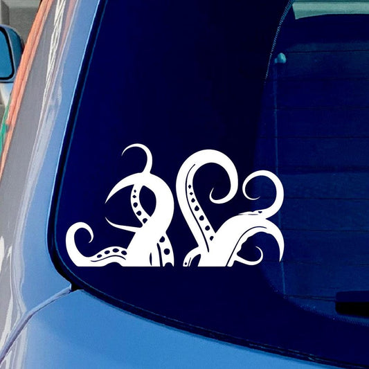 Octopus Tentacles Funny Vinyl Sticker Decal for Car Truck Window Bumper White