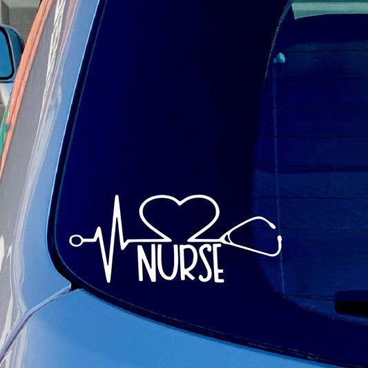 Nurse Love STETHOSCOPE RN Vinyl Sticker Decal for Car Truck Window Bumper White