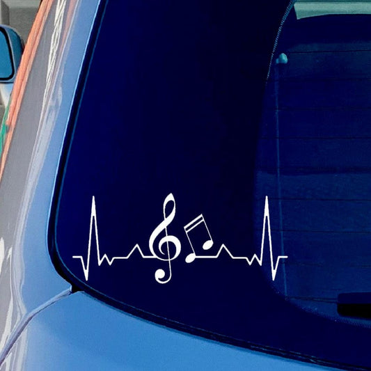 Music Note Lifeline Funny Funny Vinyl Sticker Decal for Car Truck Window Bumper White