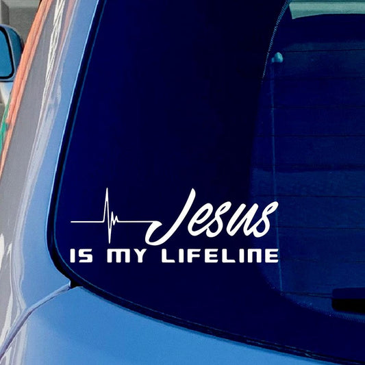 Jesus is my Lifeline Christ God Bible Vinyl Sticker Decal for Car Truck Window Bumper White