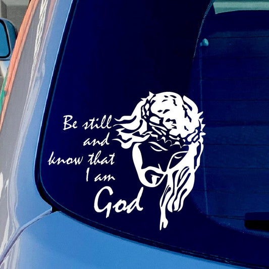 Be still Christian Jesus Christ God Bible Diecut Vinyl Sticker Decal for Car Truck Window Bumper White