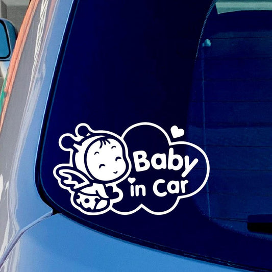 Baby on Board Bee waving Humor Die Cut Vinyl Sticker Decal for Car Truck Window Bumper White
