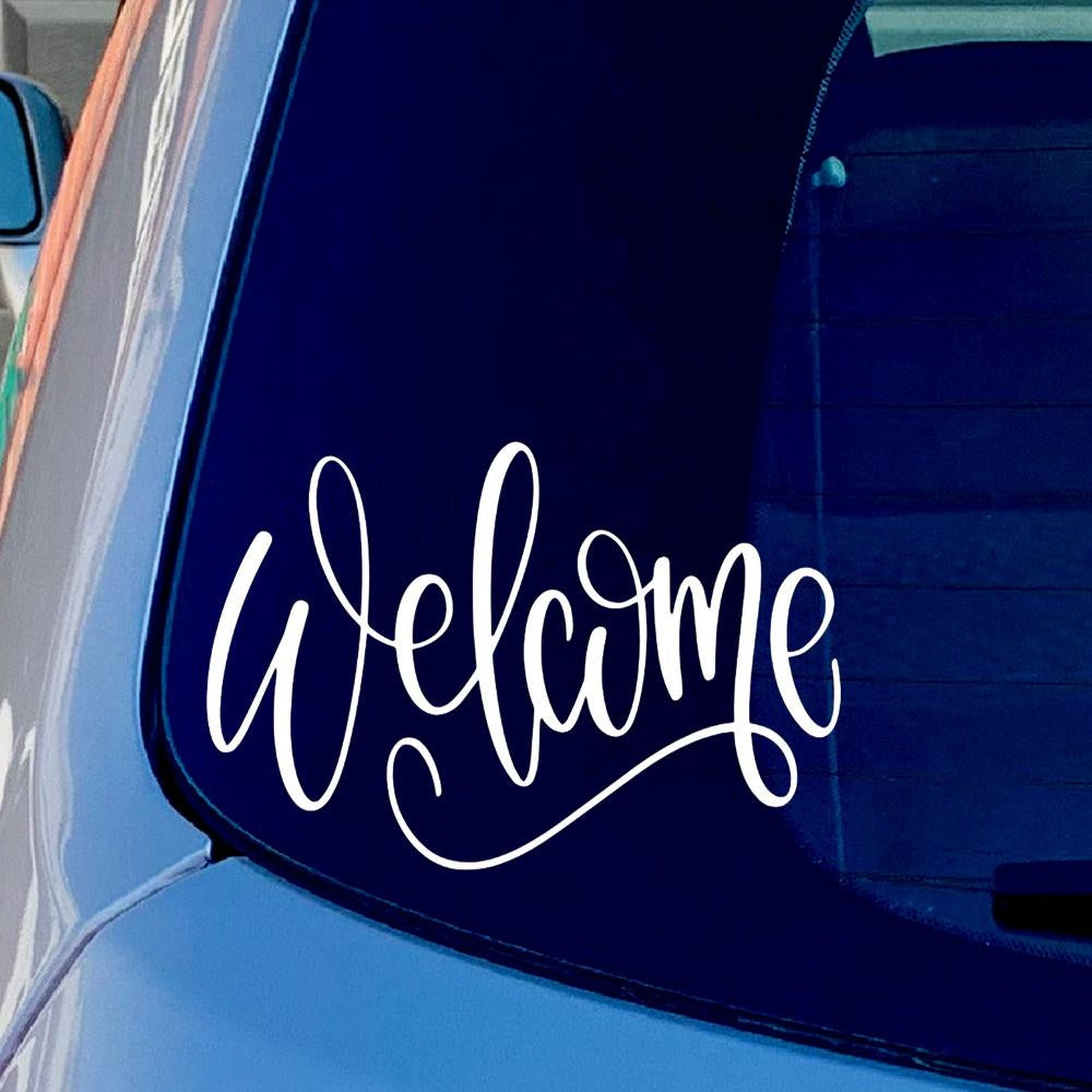 WELCOME Vinyl Sticker Decal for Car Truck Window Bumper White