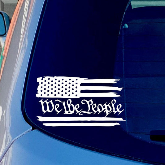 WE THE PEOPLE US Flag Vinyl Sticker Decal for Car Truck Window Bumper White