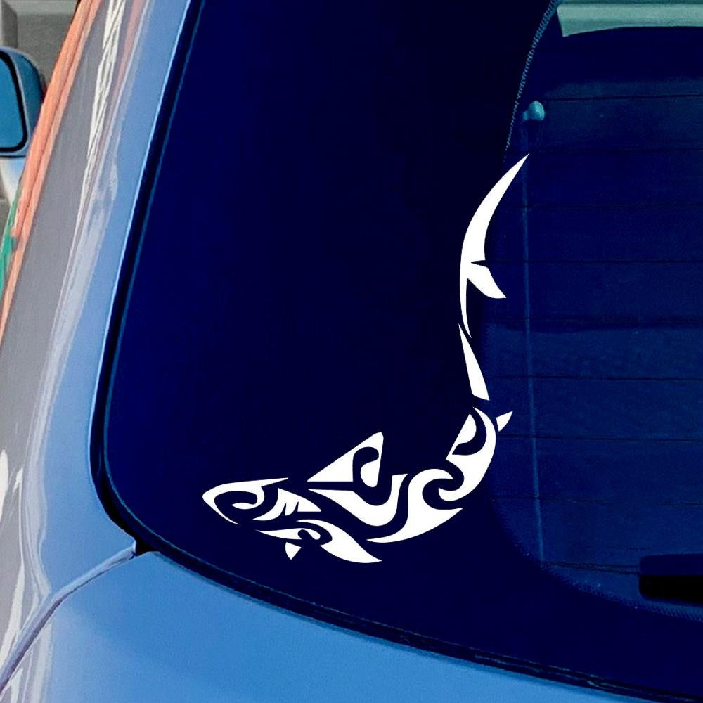 Tribal tattoo Shark Funny Vinyl Sticker Decal for Car Truck Window Bumper White