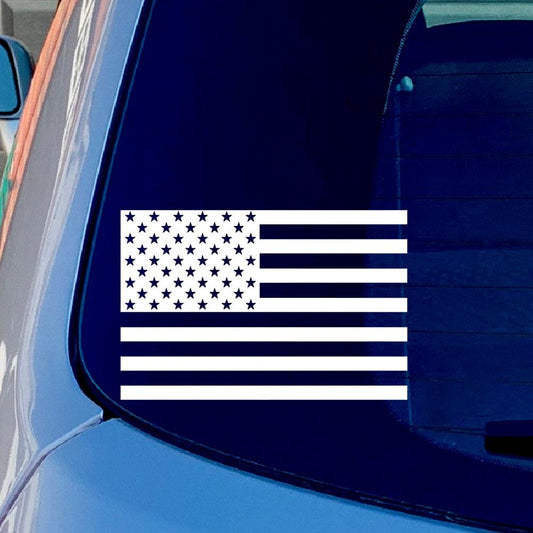 American Flag USA Die Cut Vinyl Sticker Decal for Car Truck Window Bumper White