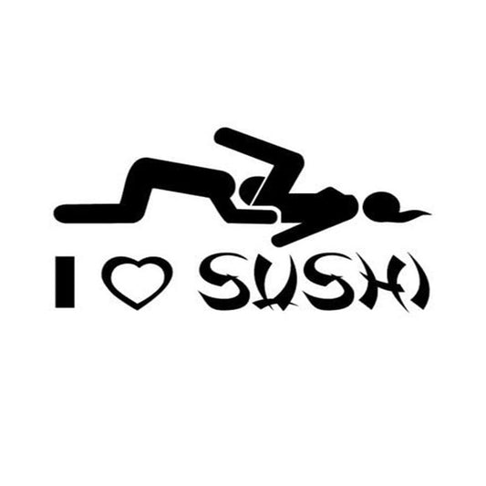 I Love Sushi Funny Vinyl Sticker Decal for Car Truck Window Bumper Black