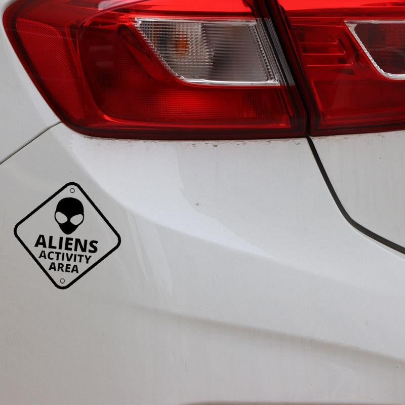 14.5CM*14.5CM ALIEN ACTIVITY AREA UFO Funny Car Sticker Vinyl Decal Black/Silver C3-0508