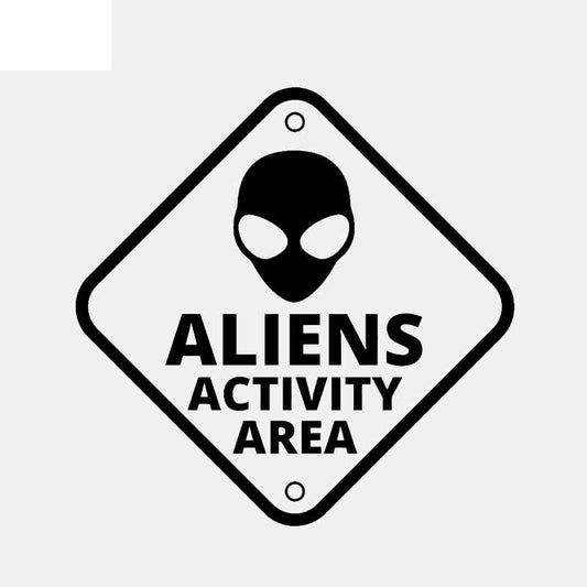 14.5CM*14.5CM ALIEN ACTIVITY AREA UFO Funny Car Sticker Vinyl Decal Black/Silver C3-0508